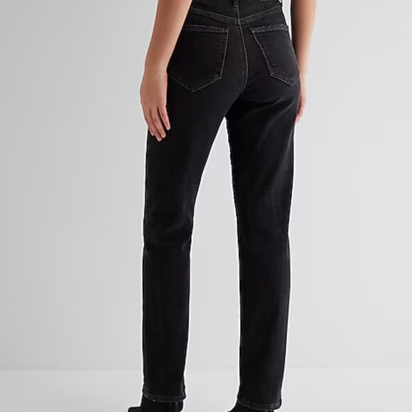 Express Black Super High Rise Modern Straight Jeans - Picture 4 of 8